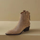 Cow Suede Women Western Boots Black Brown Khaki Mid Block Heels Back Zipper Pointed Toe Retro Ladies Autumn Winter Ankle Boots SHOPEZRA L.L.C.