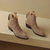 Cow Suede Women Western Boots Black Brown Khaki Mid Block Heels Back Zipper Pointed Toe Retro Ladies Autumn Winter Ankle Boots SHOPEZRA L.L.C.