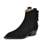 Cow Suede Women Western Boots Black Brown Khaki Mid Block Heels Back Zipper Pointed Toe Retro Ladies Autumn Winter Ankle Boots SHOPEZRA L.L.C.