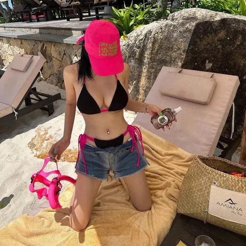 Thailand 2024 New Sexy Ins Style Contrasting Color Women&