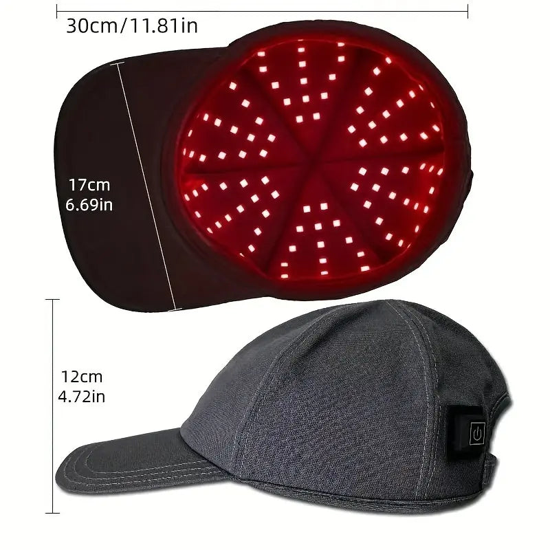 Black and red light therapy cap by SHOPEZRA L.L.C. designed for scalp treatment with adjustable fit and LED light panels.