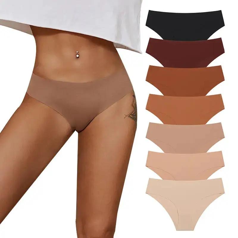 2024 autumn and winter explosions European-style seamless ice silk underwear breathable skin-friendly nude sports waist plus size ladies triangle by Dropshipman