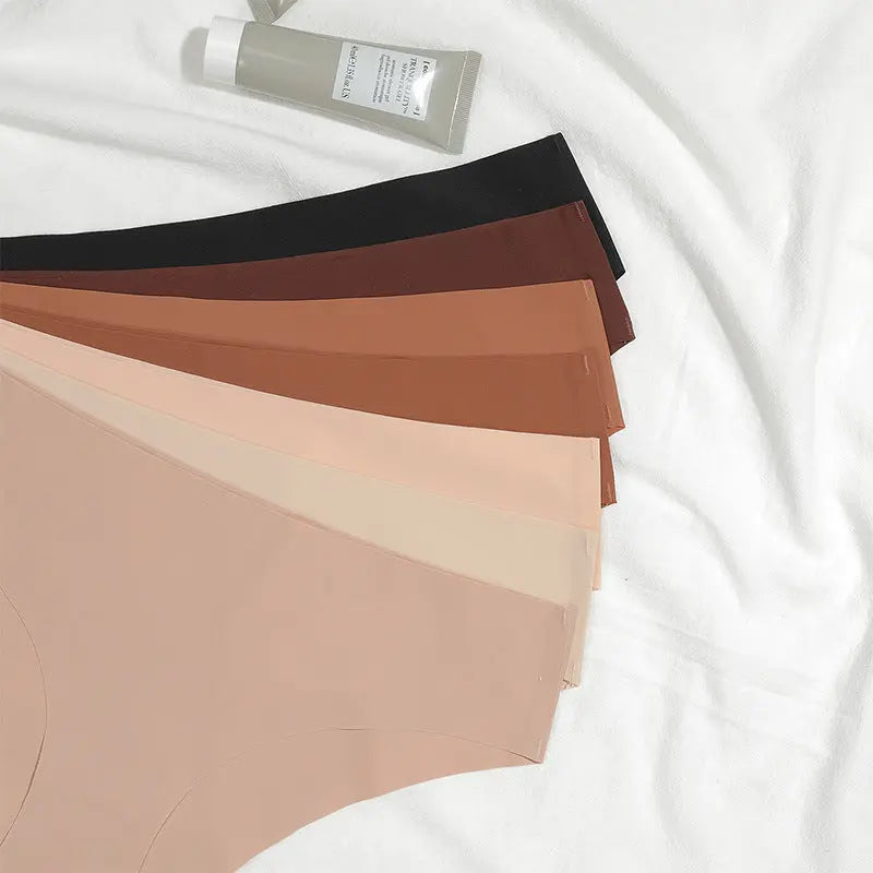 Black seamless ice silk underwear by SHOPEZRA L.L.C. for women, breathable, skin-friendly, plus size, European-style sports waist.