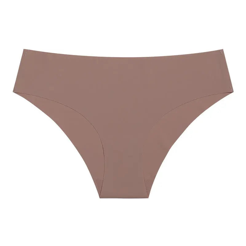 Black seamless ice silk underwear for women, breathable, skin-friendly, plus size, European-style sports waist, triangle design.