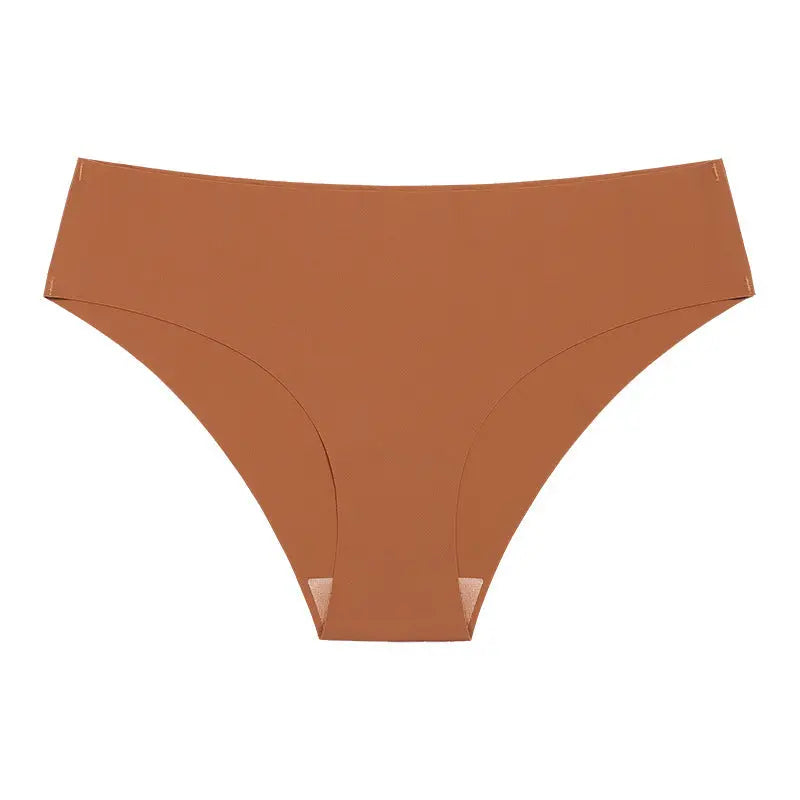 Black seamless ice silk underwear for women, breathable and skin-friendly, plus size sports waist, European-style triangle design.