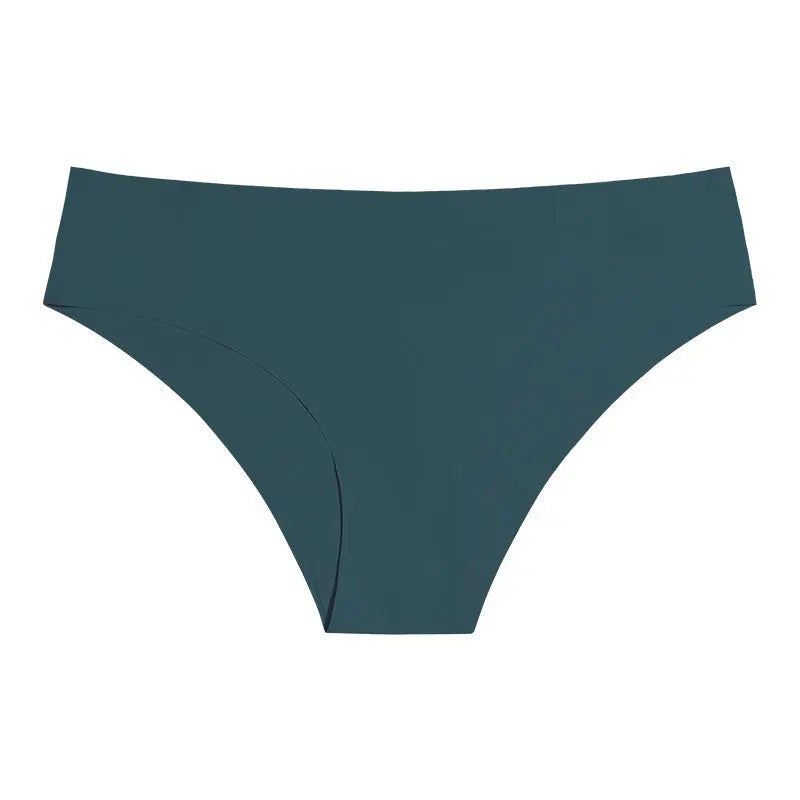 Black seamless ice silk underwear for women, breathable, skin-friendly, plus size, European-style sports waist, triangle design by SHOPEZRA.