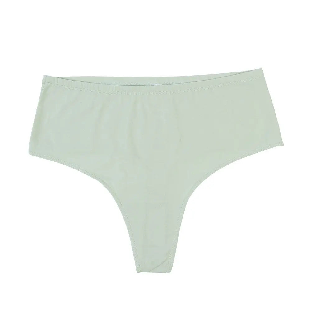 Black high-waist cotton thong by SHOPEZRA L.L.C. with high elastic, comfortable fit, and split design for women’s everyday underwear.