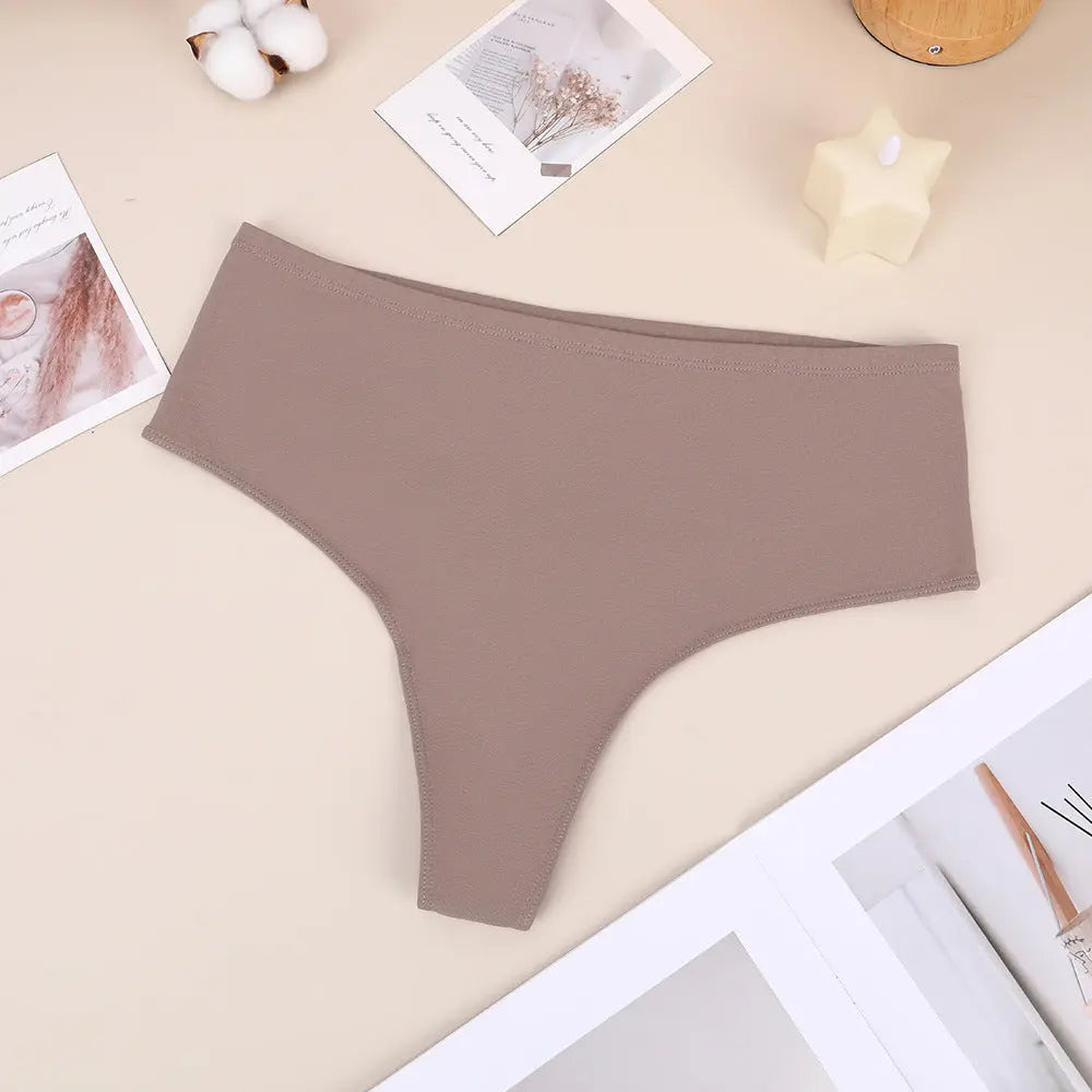 Black Bethke high waist cotton briefs with high split design, elastic fit, and seamless comfort for women.