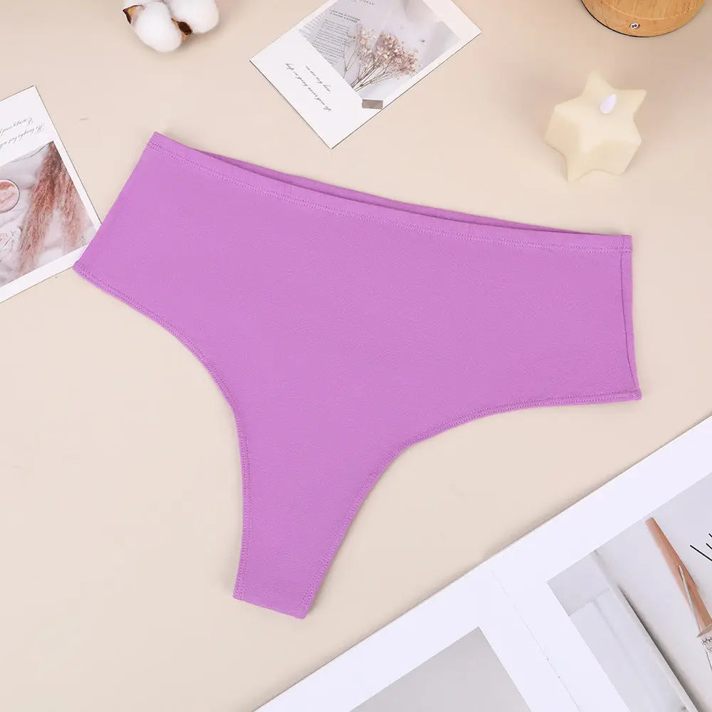 Black Bethke high waist cotton briefs with high split design, elastic fit, and seamless comfort, ideal for everyday all-match women's underwear.