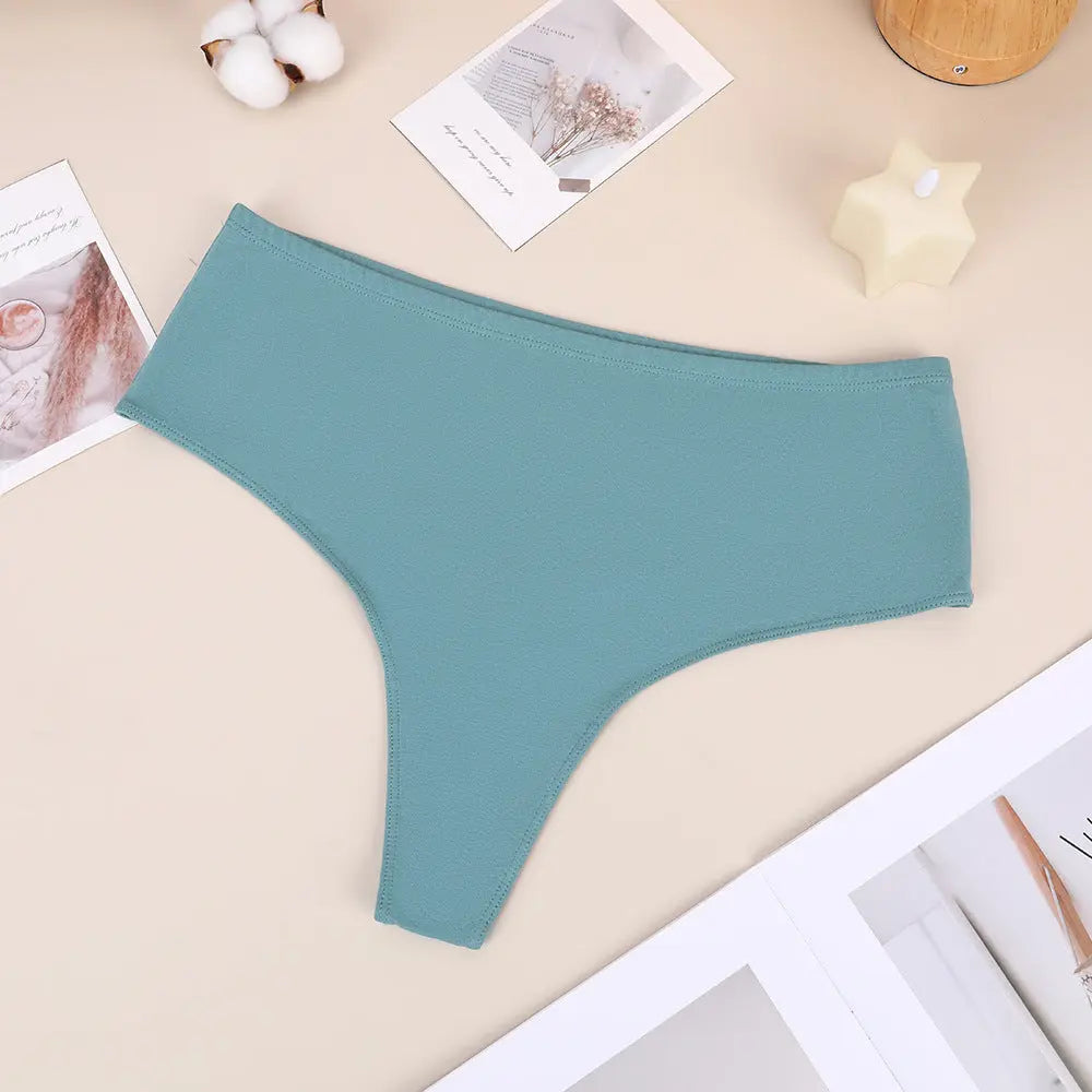 Black Bethke high waist cotton thong with high split design, elastic fit, and seamless comfort, suitable for everyday wear.