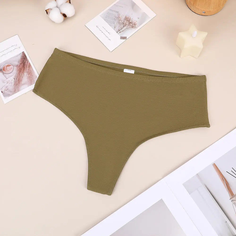 Black Bethke high waist split briefs by SHOPEZRA L.L.C., pure cotton, high elastic, seamless, comfortable women's underwear.