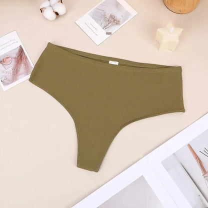 Bethke High Waist High Split Briefs Pure Cotton Thong High Elastic Invisible Comfortable Solid Color All-Match Women&