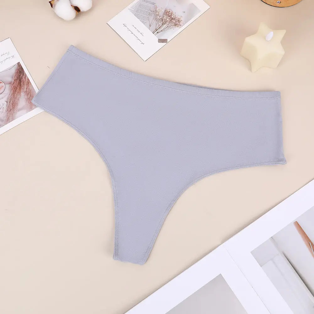 Black high-waist split briefs by SHOPEZRA L.L.C., pure cotton thong with high elasticity, comfortable, seamless, solid color women's underwear.