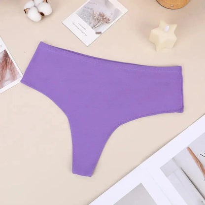 Bethke High Waist High Split Briefs Pure Cotton Thong High Elastic Invisible Comfortable Solid Color All-Match Women&