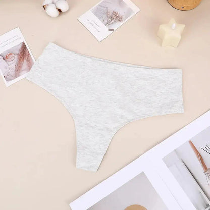 Bethke High Waist High Split Briefs Pure Cotton Thong High Elastic Invisible Comfortable Solid Color All-Match Women&