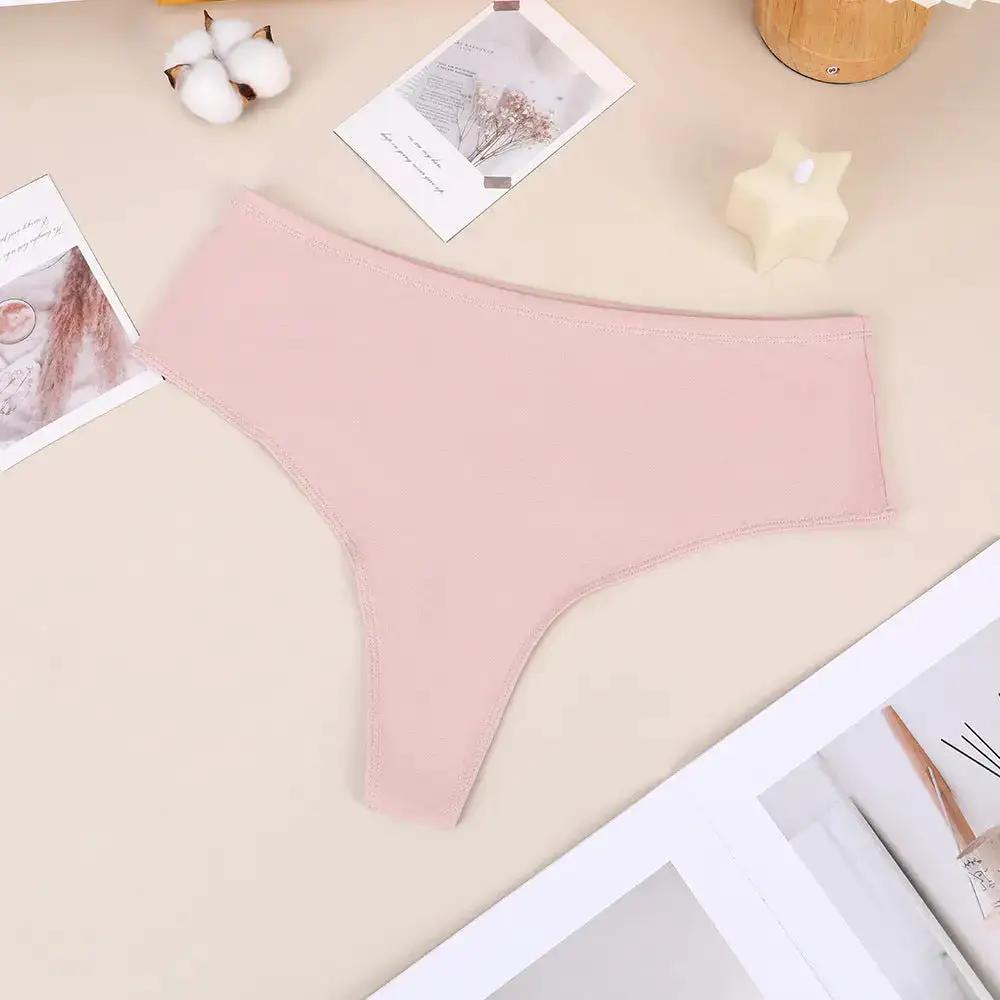 Bethke High Waist High Split Briefs Pure Cotton Thong High Elastic Invisible Comfortable Solid Color All-Match Women&