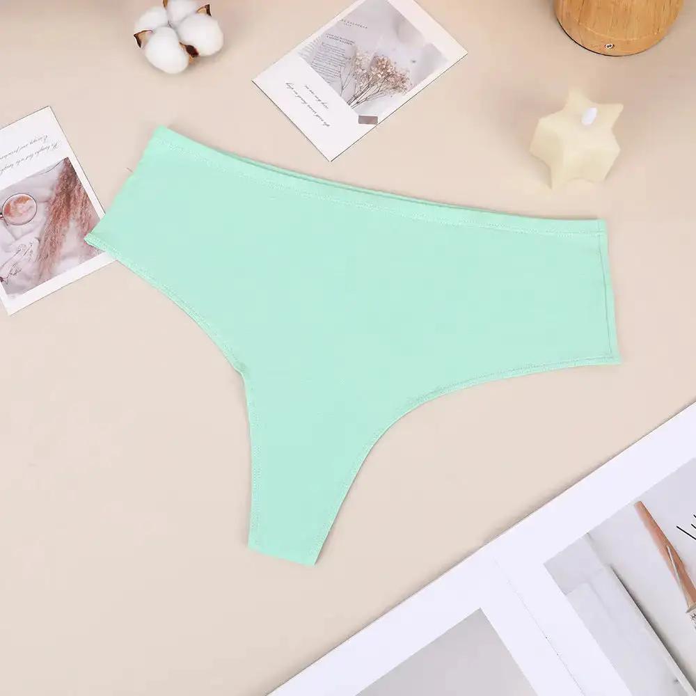 Bethke High Waist High Split Briefs Pure Cotton Thong High Elastic Invisible Comfortable Solid Color All-Match Women&