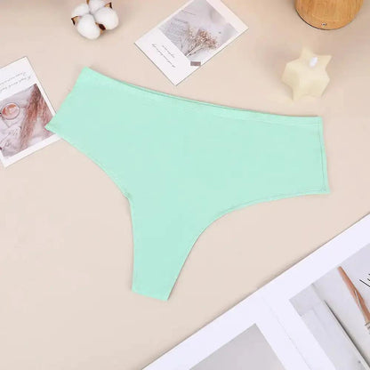 Bethke High Waist High Split Briefs Pure Cotton Thong High Elastic Invisible Comfortable Solid Color All-Match Women&