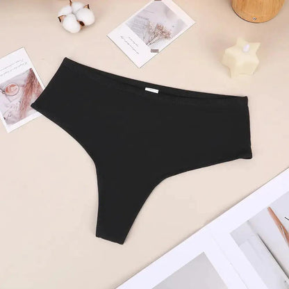 Bethke High Waist High Split Briefs Pure Cotton Thong High Elastic Invisible Comfortable Solid Color All-Match Women&