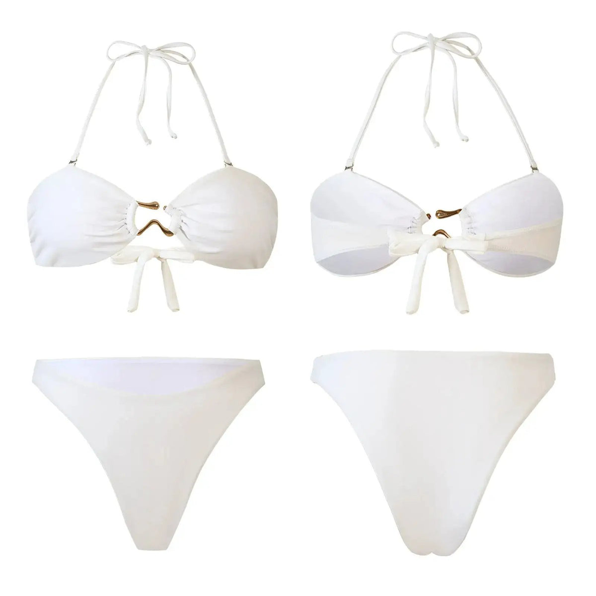 Bikini Split Swimsuit Sexy Europe and America Amazon AliExpress Solid Color Sexy Swimsuit Gather-up thong Europe and America by Dropshipman
