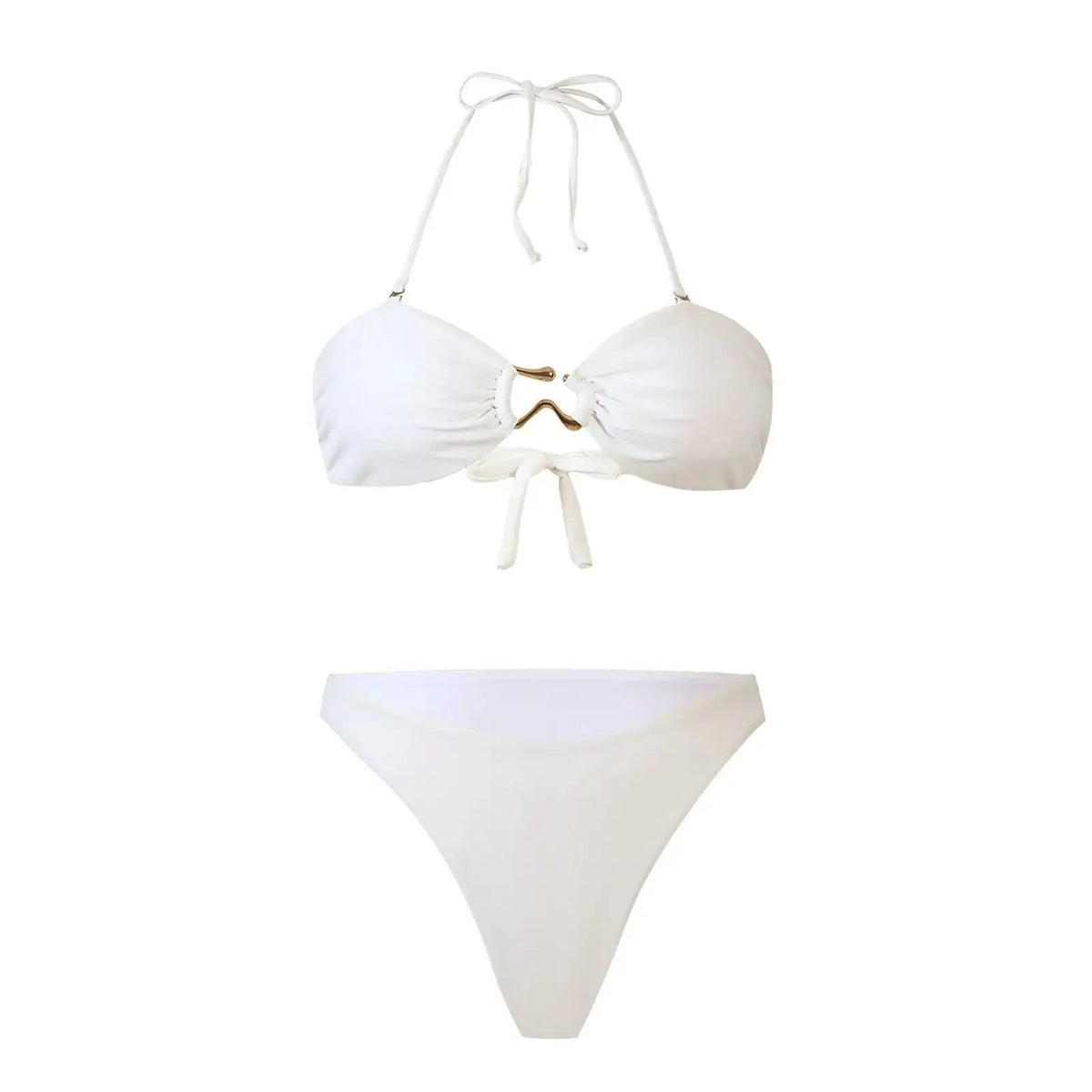 Bikini Split Swimsuit Sexy Europe and America Amazon AliExpress Solid Color Sexy Swimsuit Gather-up thong Europe and America by Dropshipman