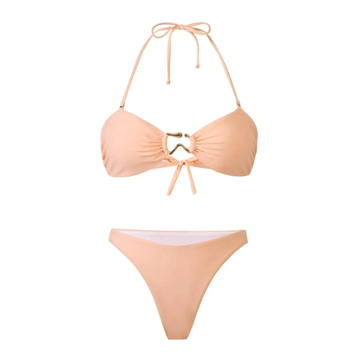 Bikini Split Swimsuit Sexy Europe and America Amazon AliExpress Solid Color Sexy Swimsuit Gather-up thong Europe and America by Dropshipman