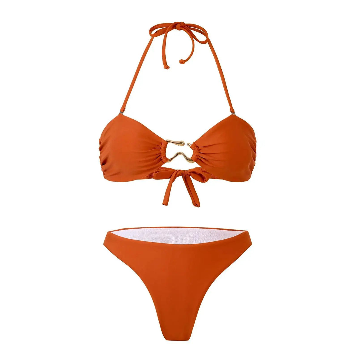 Bikini Split Swimsuit Sexy Europe and America Amazon AliExpress Solid Color Sexy Swimsuit Gather-up thong Europe and America by Dropshipman