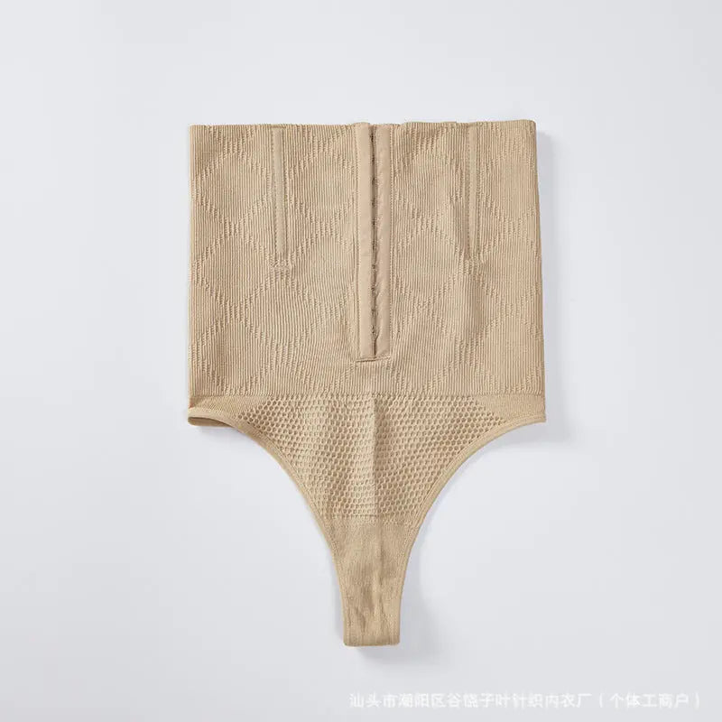 Black high-waisted tummy control thong shapewear with butt-lifting and waist-shaping features, designed by SHOPEZRA L.L.C.