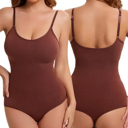 Cross-Border Seamless Shapewear Thong Style Buttoned Open-Crotch Camisole Tummy Control Body Shaper Butt-Lifting Shapewear Bodysuit by Dropshipman