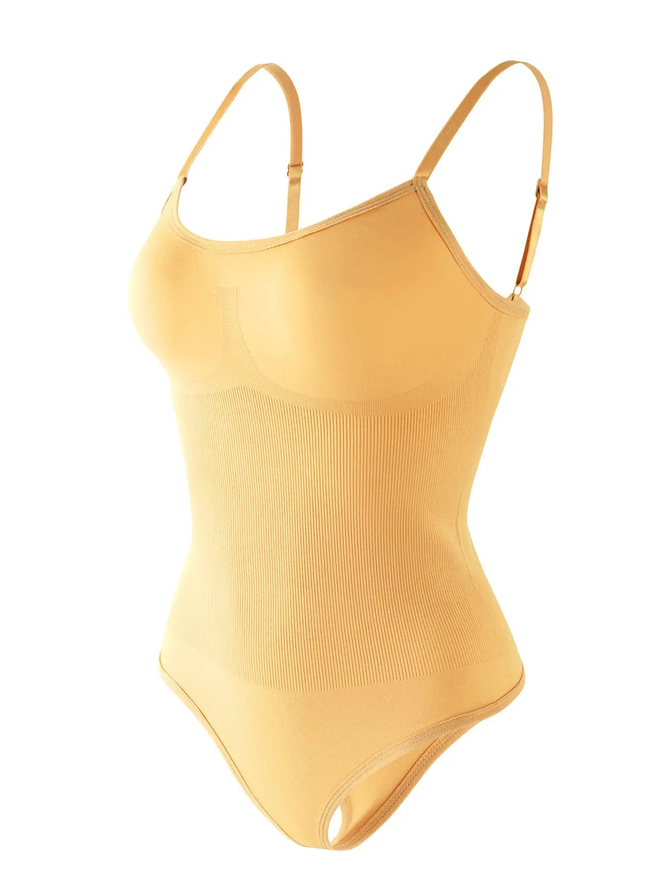 Black seamless shapewear bodysuit with thong style, open crotch, buttoned top, tummy control, and butt-lifting design by SHOPEZRA L.L.C.