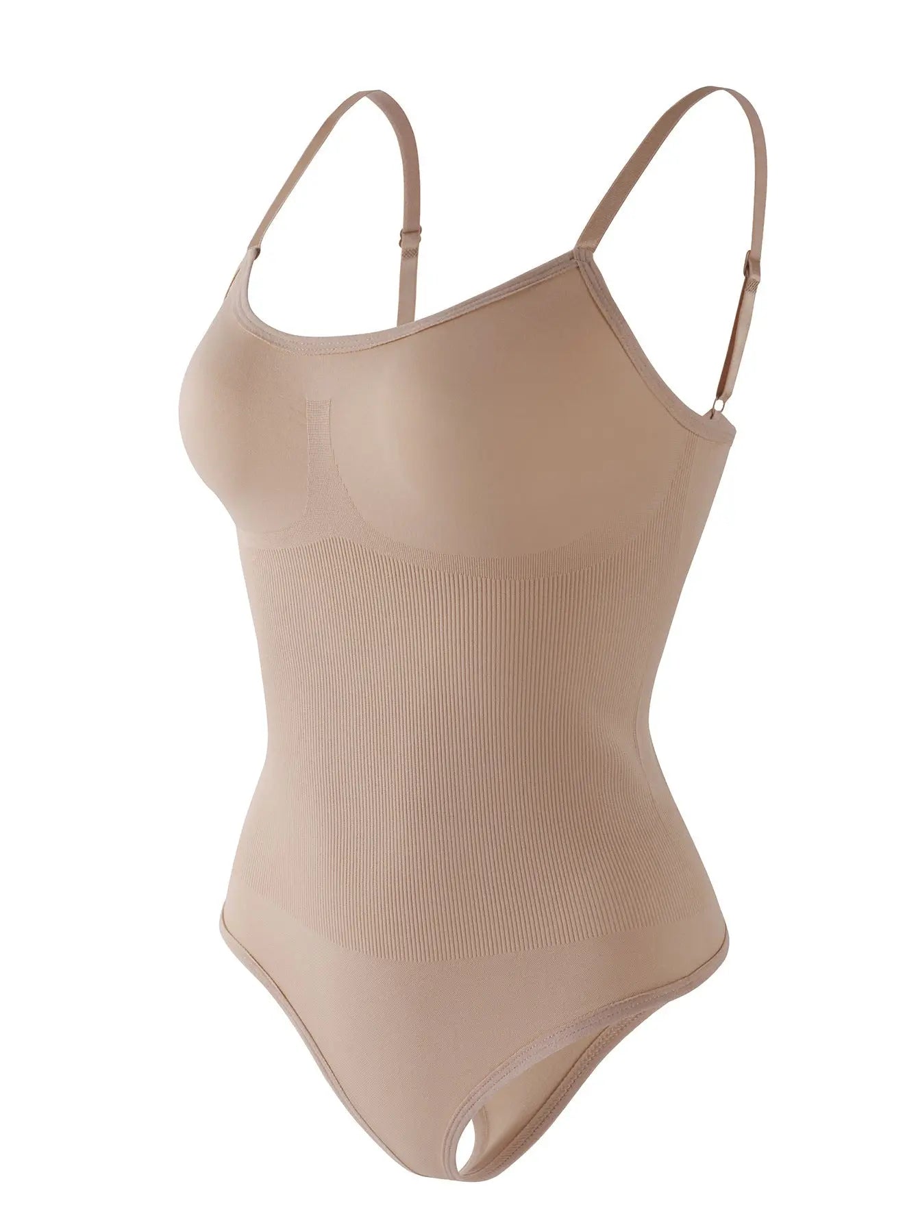Black seamless shapewear bodysuit with thong style, buttoned open-crotch, tummy control, and butt-lifting design from SHOPEZRA L.L.C.