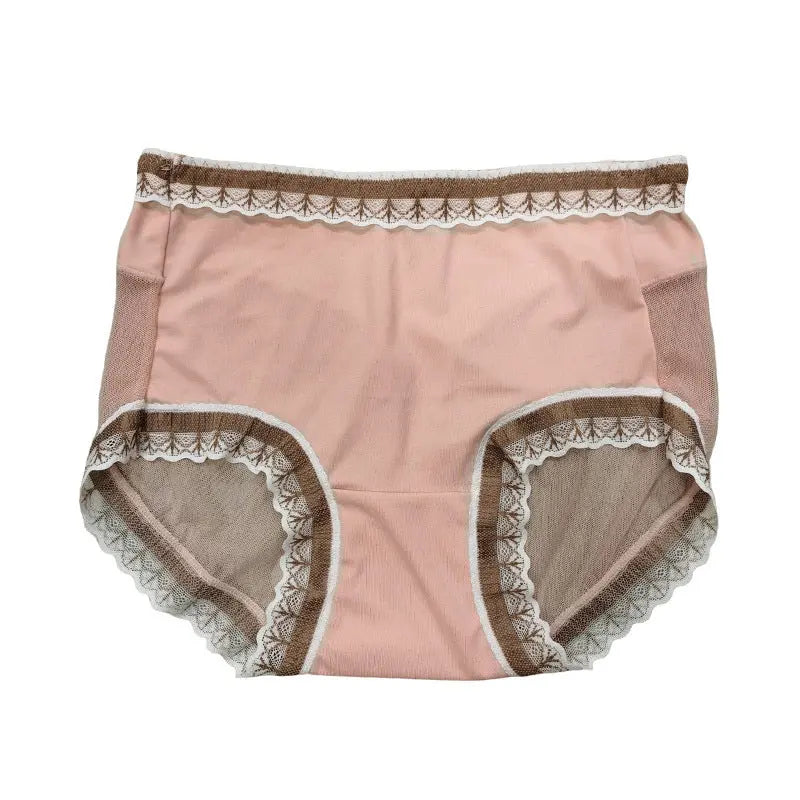 Black women's breathable mesh briefs with lace, low-waist design, cotton crotch, and plus size, featuring hip-lifting fit from SHOPEZRA L.L.C.