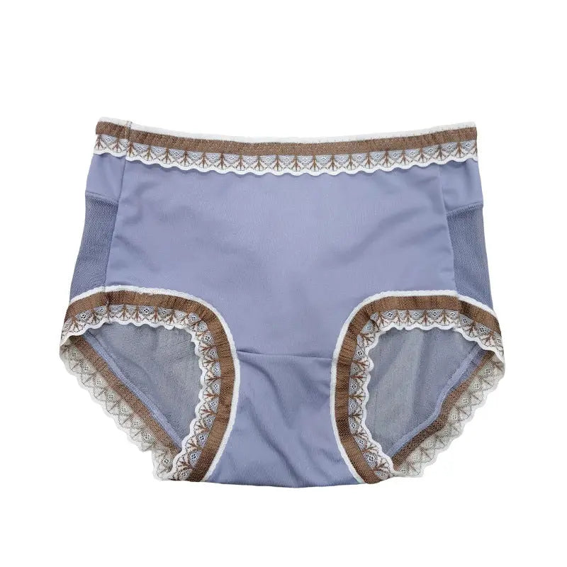 Black women's breathable mesh briefs with lace, low waist, tight fit, and cotton crotch for plus size shaping and comfort.