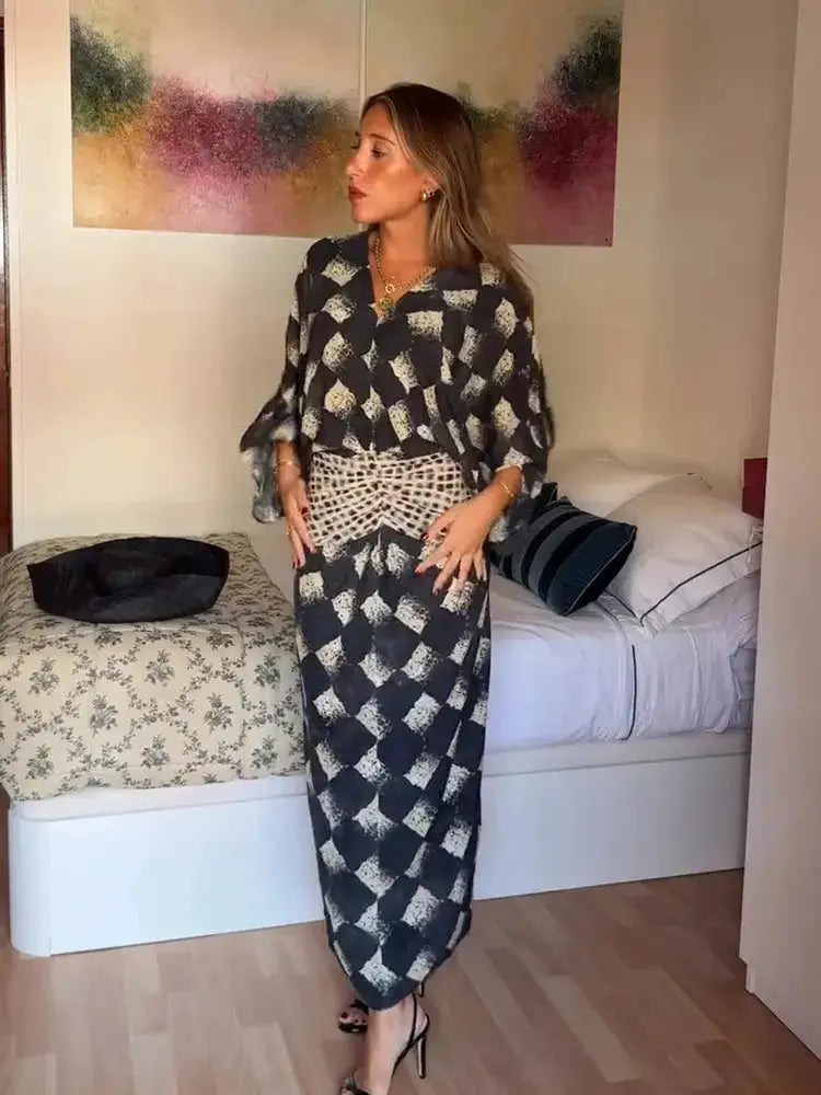 Elegant Plaid Printed Women&