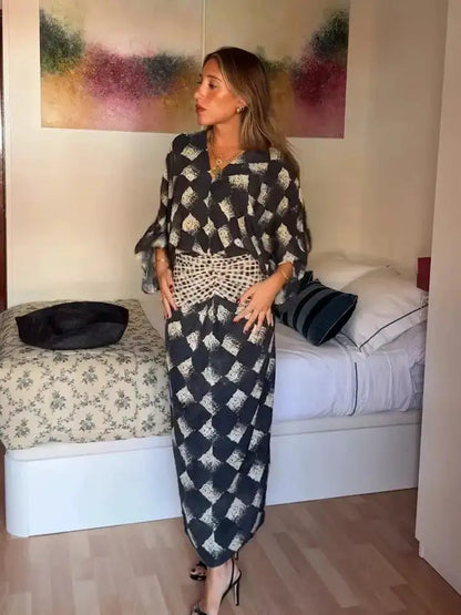 Elegant Plaid Printed Women&