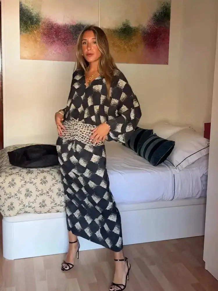 Elegant Plaid Printed Women&
