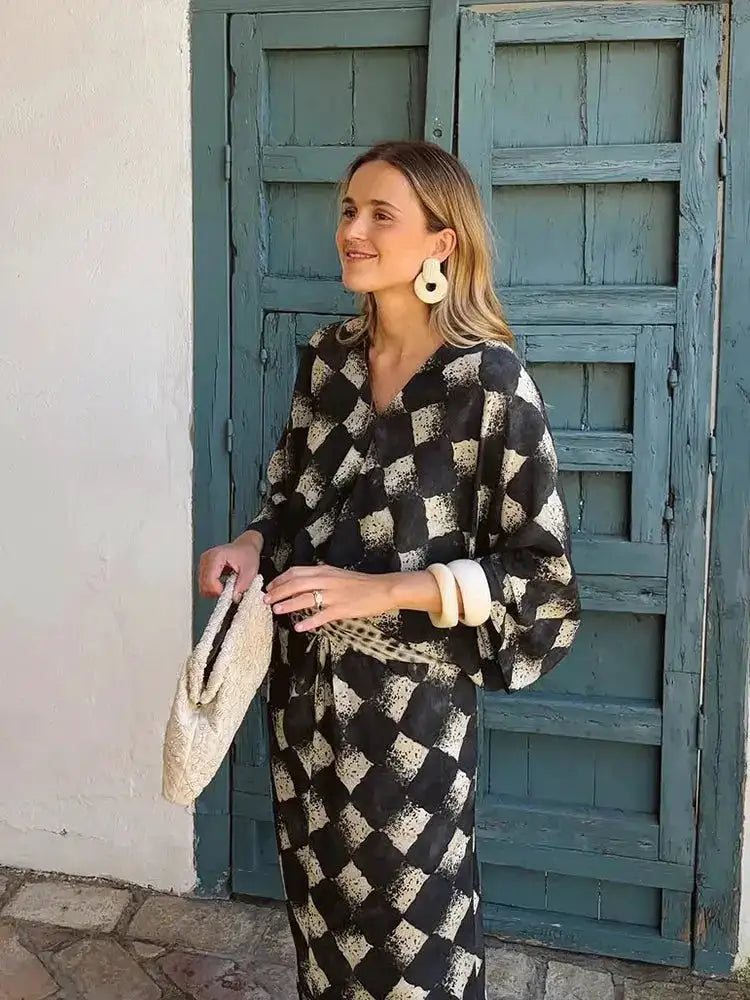 Elegant Plaid Printed Women&