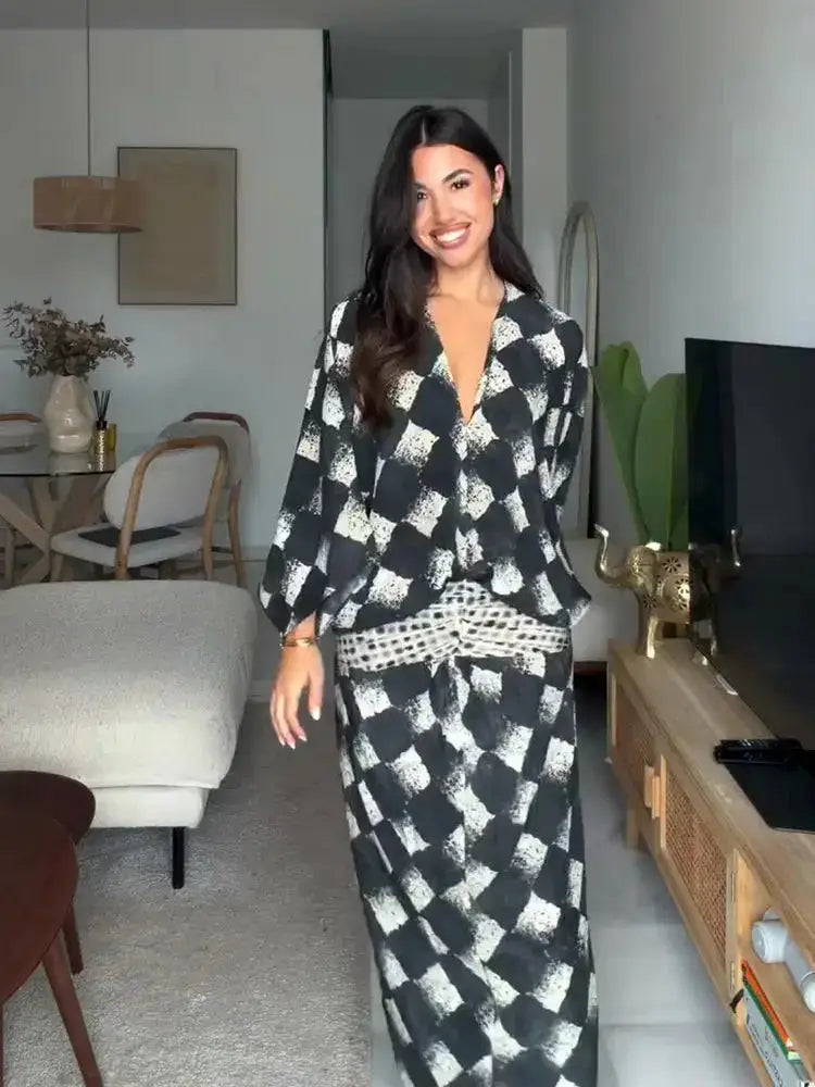 Elegant Plaid Printed Women&