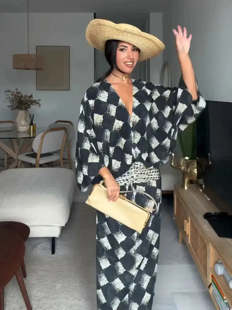 Elegant Plaid Printed Women&