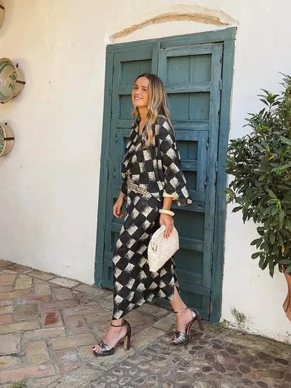 Elegant Plaid Printed Women&