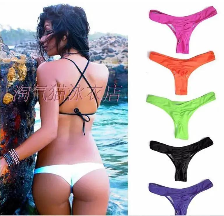 European and American cross-border 2021new beach wear candy multi-color thong butt pleated swimming trunks wholesale one-piece delivery by Dropshipman