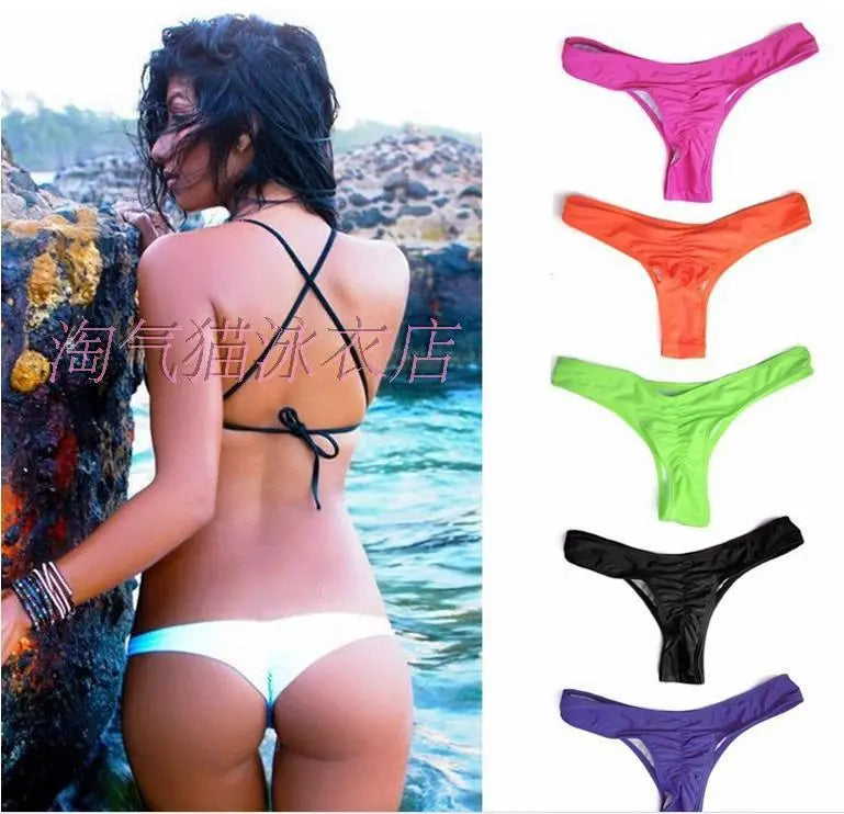 European and American cross-border 2021 new multi-color candy thong butt pleated swim trunks by SHOPEZRA L.L.C.