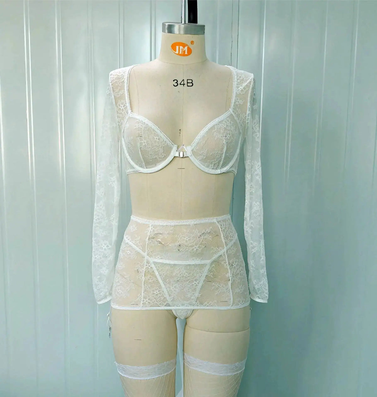 European and American cross-border new products International station popular black lace perspective long sleeve backless thong sexy sexy suit by Dropshipman