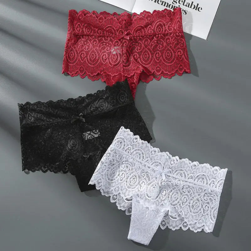 Black high-waist nylon seamless women's underwear briefs with lace, Japanese style, European and American large size, sexy design.