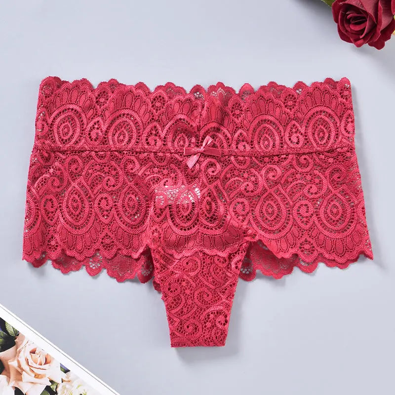 Black high-waist seamless women's underwear briefs with lace details, Japanese style, made from nylon for a sexy, comfortable fit.