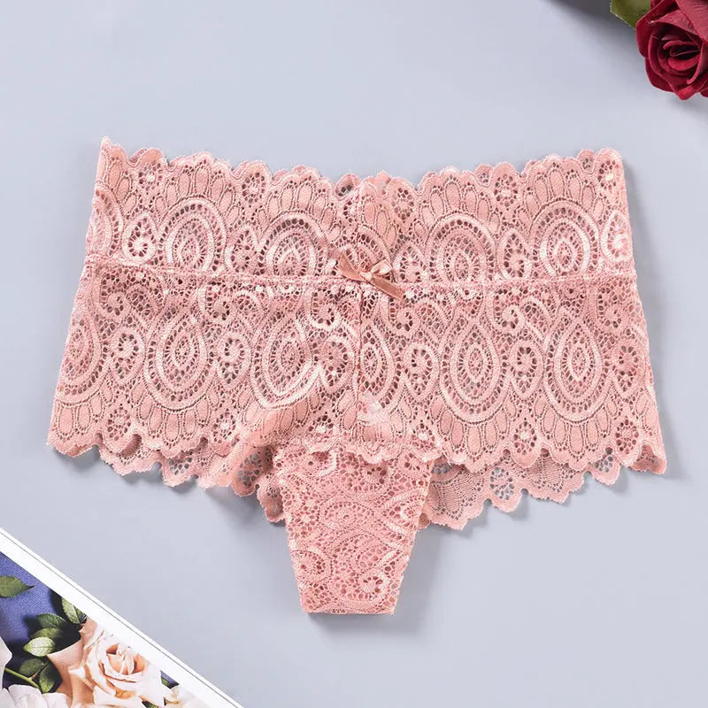Black high-waist nylon seamless women's underwear briefs with lace, Japanese style, large size, sexy and comfortable.