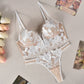 European and American sexy underwear French deep V embroidery stitching mesh lace underwear ultra-thin big chest small bra suit SHOPEZRA L.L.C.