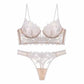 European and American sexy underwear French deep V embroidery stitching mesh lace underwear ultra-thin big chest small bra suit SHOPEZRA L.L.C.