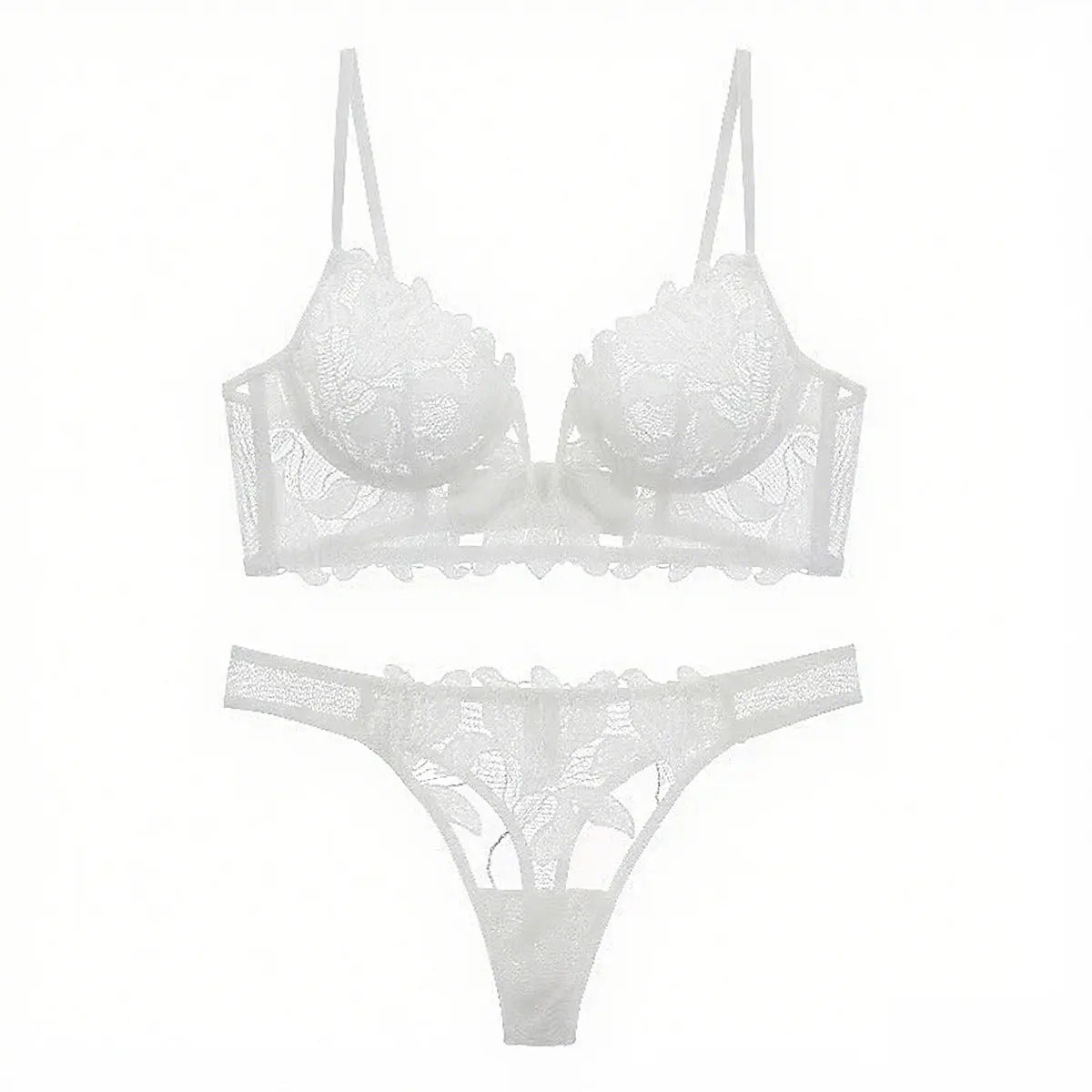 European and American sexy black lace mesh underwear with deep V embroidery stitching, ultra-thin design, and small bra fit.