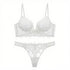European and American sexy underwear French deep V embroidery stitching mesh lace underwear ultra-thin big chest small bra suit SHOPEZRA L.L.C.